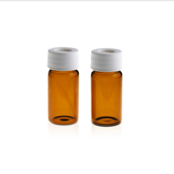 TOC样品瓶套装: 20mL棕色样品瓶 24-400螺口&白色开孔盖 本色PTFE/白色硅胶垫(TOC<10ppb)|27.5×57mm